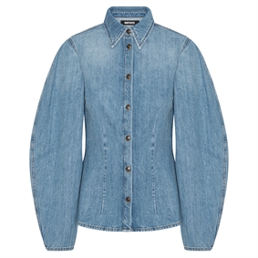 Rotate Denim Fitted Skjorte, Light Blue Denim 